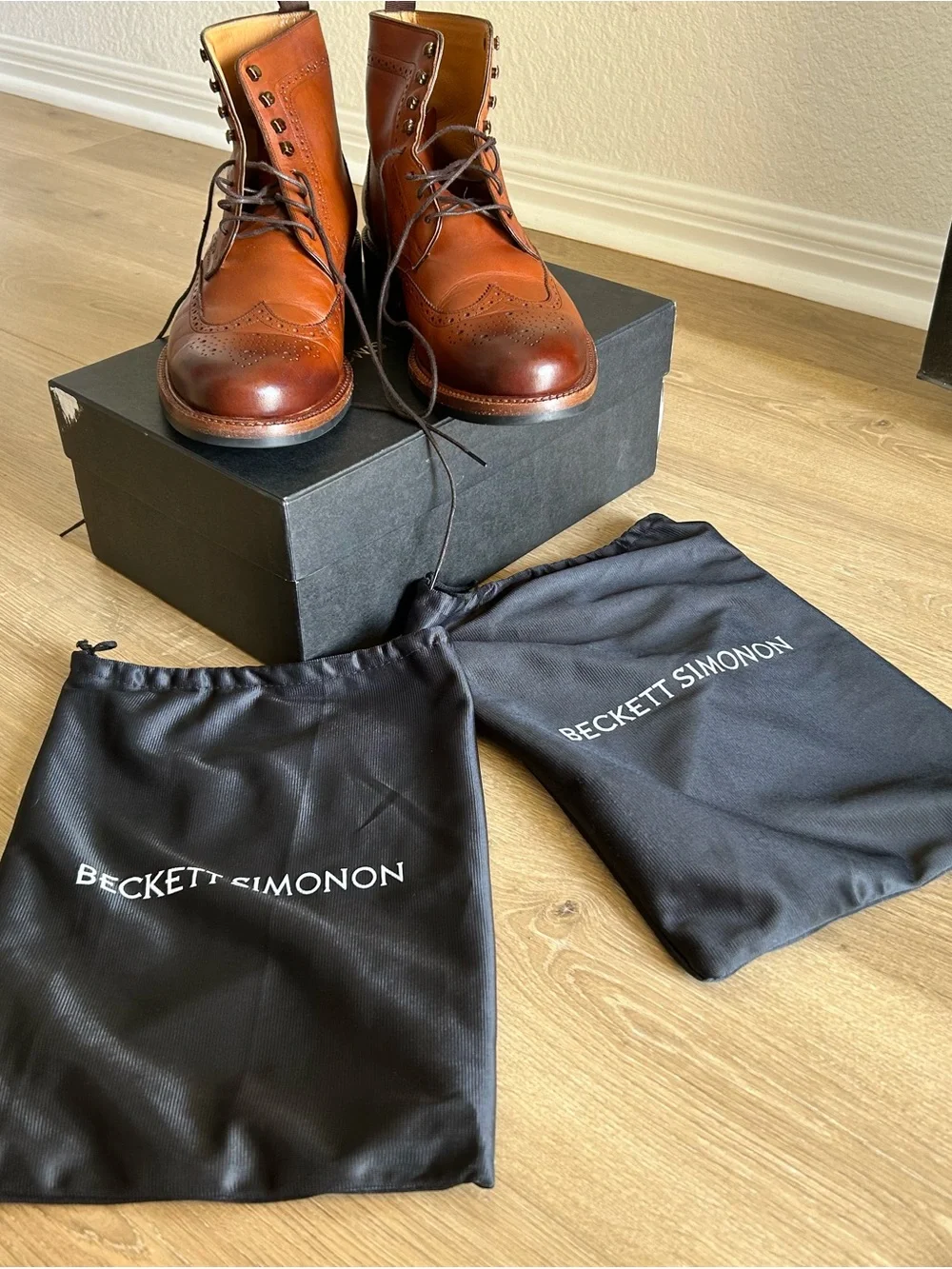 Beckett Simonon Men's “Nolan” Brogue Boots - Tan